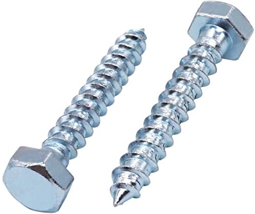 SKIR'CO (40 pcs) DIN 571 Zinc Plated Steel Hexagon Head Wood Screws M8 x 50 mm, Coach Screws, Hex Screw, Lag Bolts