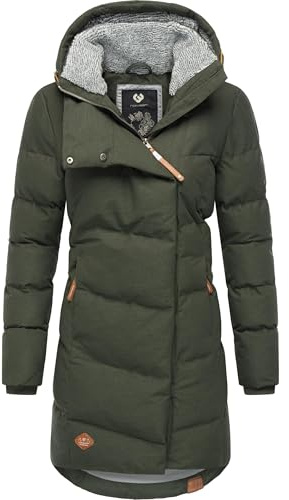 Ragwear Damen Wintermantel Pavla, wasserdichter Steppmantel, vegan | Länge: oberschenkellang | Wärmegrad 3 von 3 – wärmende Wattierung | wasserdicht & atmungsaktiv | Kapuze mit Fleecefutter
