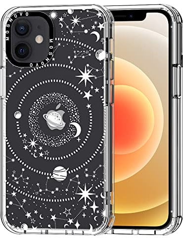 MOSNOVO Case for iPhone 12 & iPhone 12 Pro, [Buffertech 6.6ft Military-Grade Drop Protection] [Anti Peel Off Tech] Clear TPU Bumper Phone Case Cover Design - Galaxy