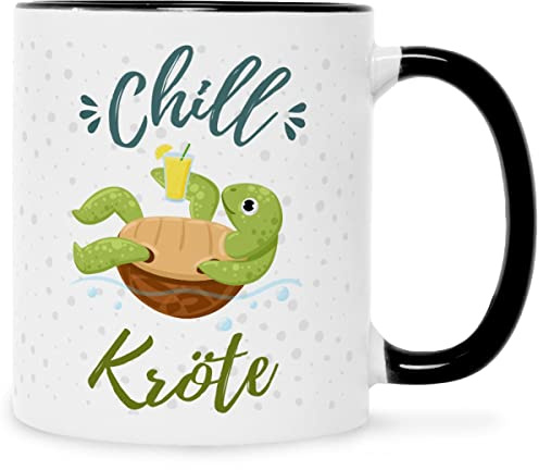 GRAVURZEILE Bedruckte Tasse mit Spruch - Chillkröte - Lustige Tasse mit Schildkröte - Geschenke für Arbeitskollegen im Büro Arbeit - Geschenk für Sie & Ihn - Spülmaschinenfest - Farbe Schwarz & Weiß