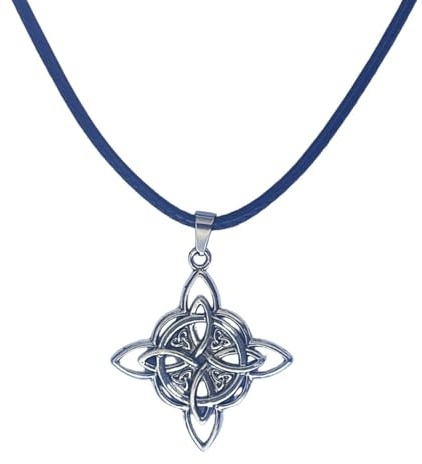 ASTER ALHELÍ Celtische Halskette Damen Herren – Hexenknoten Anhänger und Schutzamulett – Unisex Halskette im Gothischen Boho Stil mit Schwarzer Kordel – Handgefertigter Schmuck Ideal als Geschenk