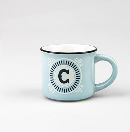 udc Kontiki- Tasse expresso et sa sous-tasse en faïence personnalisée - Lettre C