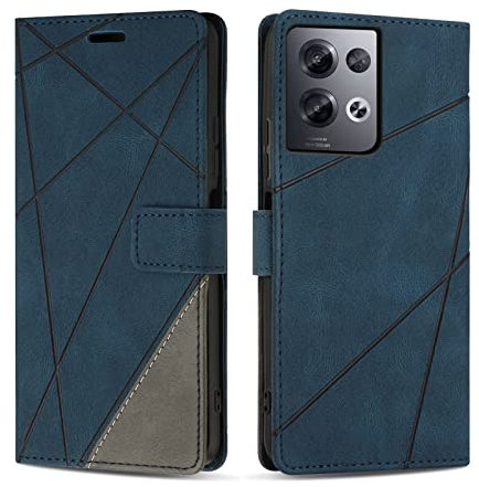 SONWO Cover per Oppo Reno 8 PRO 5G Custodia, Flip Caso in PU Pelle Case Cover Premium Portafoglio Custodia per Oppo Reno 8 PRO 5G, Supporto Stand, Slot per Schede, Blu