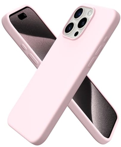 ORNARTO Compatible with iPhone 15 Pro Max Case 6.7, Slim Liquid Silicone 3 Layers Full Covered Soft Gel Rubber 15 Pro Max iPhone Case Cover 6.7 inch-Pink