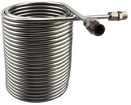 SBTRKT Edelstahl-Wärmetauscherspule, Tauchwürzekühler, 1/2-Zoll- und 3/8-Zoll-Anschluss und Spiralrohrspule, Bier-/Weinkühler for selbstgebrautes Bier.