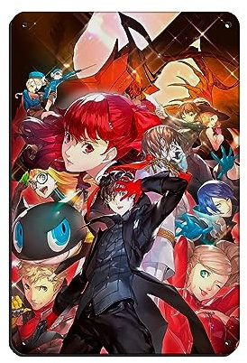 KOURT Persona 5 Royal Game Retro Poster Metall Blechschild Chic Art Retro Eisen Malerei Bar Menschen Höhle Cafe Familie Garage Poster Wanddekoration 20 x 30 cm
