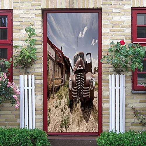 Türtapete Selbstklebend Türposter Auto-Architekturfotografie 95X215Cm Fototapete 3D Effekt Türaufkleber Türfolie Poster Tapete Abnehmbar Wandtattoo Für Wohnzimmer Küche Schlafzimmer Dekoration