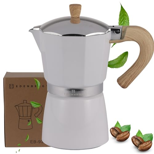 EDENBERG MARBLE EB-9314 Cafetera, cafetera de 450 ml, para 9 tazas, ideal para hacer café espresso, para inducción y gas, color blanco