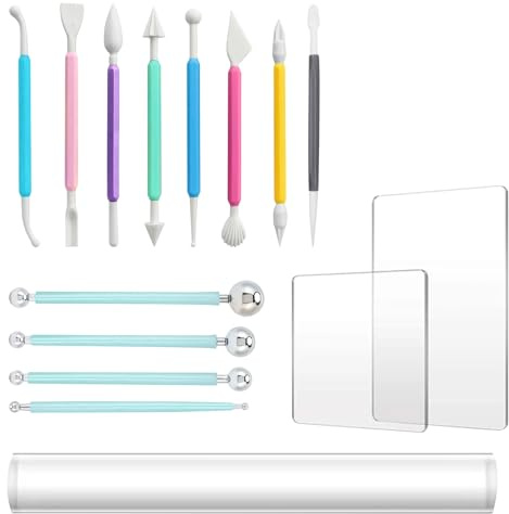 Jenrisben 15 PCS Clay Tools Sculpting, Clay Sculpting Tools, Polymer Clay Tools, Pottery Tools, Pottery Carving Tools for Pottery Clay Modeling Embossing Ceramic Shaping Nail Art DIY