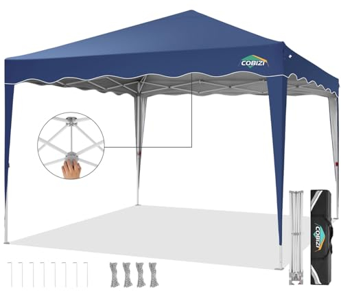 COBIZI Pavillon 3x3, Faltpavillon 3x3 Wasserdicht Stabil, Gartenpavillon 3x3 Partyzelt UV-Schutz 50+ Pavillion Klappbar 3x3m Pop up Pavillon mit Wellenmuster für Camping Familientreffen (Dunkelblau)