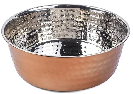 Fuzzl Premium Copper Dog Bowl 21cm - Large Dog Bowl Eco-Friendly, Water Purifying, Non-Toxic Dog Bowls - Versatile Dog Water Bowl for Hydration, Feeding