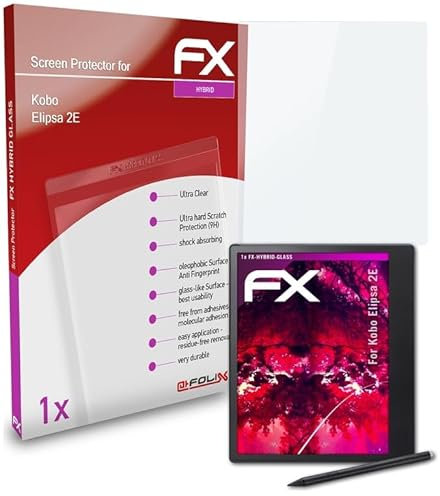 atFoliX Protection Écran Film de verre en plastique compatible avec Kobo Elipsa 2E Verre film protecteur, 9H Hybrid-Glass FX Protection Écran en Verre trempé de plastique