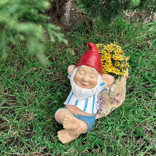 Köhko Vielseitiger Blumentopf mit Wichtel-Design von Zwergin in Strand Urlaub– Perfekte Verschönerung für Ihren Garten und Wohnung, auch ideal für die Frühlings- und Sommersheimdekoration