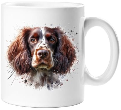 Stag Gallery Liver Springer Spaniel Dog Watercolour Splash Effect Gift 10oz Ceramic Mug Artistic Colourful Coffee Tee