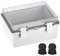 sourcing map Junction Box Electrical Enclosure IP67 Waterproof ABS Plastic with Hinged Cover, Mounting Plate, Wall Brackets, Cable Glands 8.7 x 6.7 x 4.3 Inch