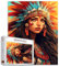 America Indian Woman Jigsaw Puzzles 1000 Pieces for Adults, Families (Sexy Girl,National Tradition,Feather) Pieces Fit Together Perfectly 19.7''x27.6''inch Black Female Frameable Magic Puzzle Art