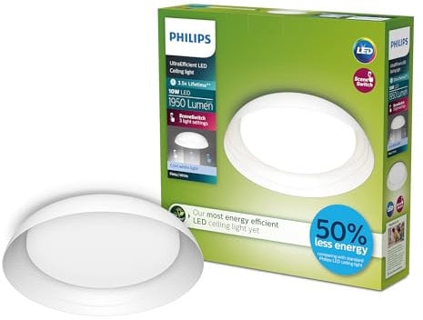 PHILIPS Fleta UltraEfficient Ceiling, SceneSwitch, White, 10W, 1950Lm, 4000K, IP20
