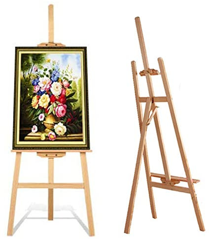 Grand Chevalet Bois Studio en Forme de A - 150 cm - Chevalet d'Atelier Pliant Chevalet de Studio Cadre en A - Hauteur et angle Réglables - Facile à monter - Pour mariage - Support de peinture