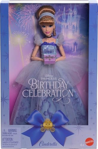 Mattel Disney Prinzessin Cinderella Geburtstag Sammelfigur Modepuppe, inspiriert vom Disney-Film, Geschenke für besondere Anlässe für Kinder und Sammler, JCR78