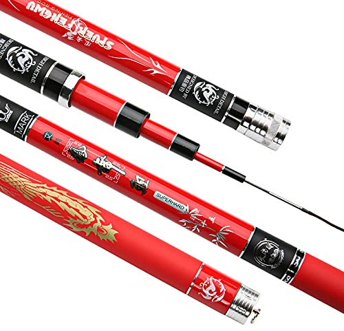 YNZUNMY Angelrute,Teleskopruten,Hand-Angelrute Kohlefaser Hand Angelrute Teleskopstange Super Light Hard 28 Ton 3,6 m / 3,9 m / 4,5m / 4,8 m / 5,4 m / 5,7 mt / 6,3 m / 7,2m Angelrute(5.7m)