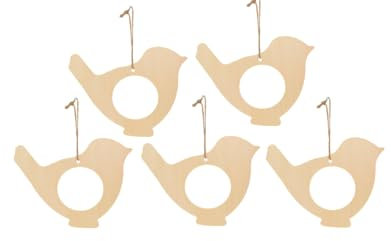 Holz-Meisenknödel-Halter, 5 Stück, Futterstation für Wildvögel, Vogelhaus, Futterspender für den Garten