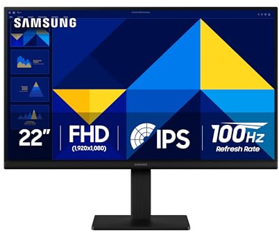 Samsung 22 (S30GD) Essential Monitor with IPS Panel and Tilt Only Stand, 100Hz Refresh Rate, Ergonomic Design, Advanced Eye Care, Game Mode, LS22D304GANXZA