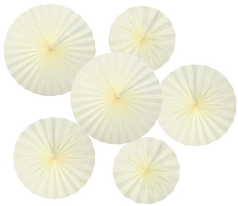 PATIKIL 8/12/16 Paper Fans Hanging Decoration, 12 in 1 Set Round Honeycomb Fans with Pearl for Birthday Wedding Graduation Events Party, Beige