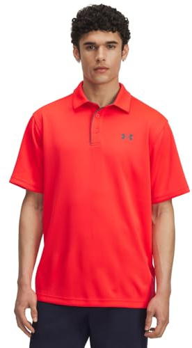 Under Armour Herren Tech Polo, atmungsaktives Sportshirt mit kurzem Arm, leichtes Poloshirt zum Golfen,Racer Red / / Pitch Gray,XL
