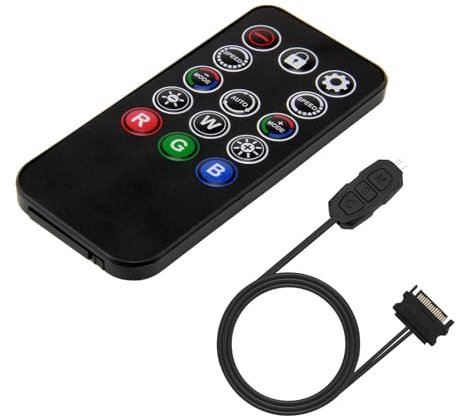 5V 3 Pin ARGB Controller PC,RGB Controller with Remote Control 14-Key Switch ARGB Fan Hub Splitter for RGB Case Fans 4 Static Colors ARGB Splitter SATA Power RGB Controller PC 3 Pin Lighting