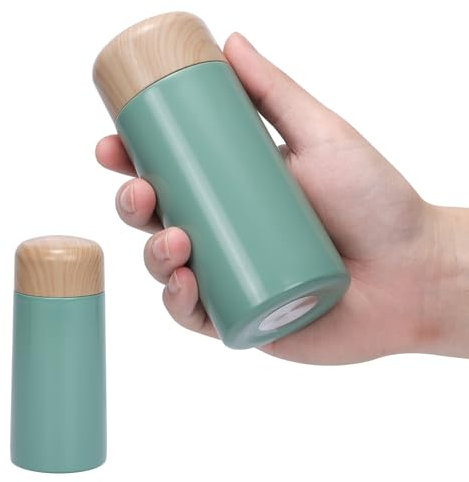 Risipu Small Water Bottle 150ml with Straw – Mini Thermos Flask for Hot and Cold Drinks, One-Hand Open, Leak-Proof Lid, Stainless Steel, Portable for Coffee, Milk, Juice (B-Green)