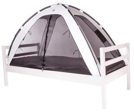 DERYAN Bedtent Moustiquaire pop-up, 200 x 90 cm, tente de lit pliable pour enfants et adultes, avec maille de 1 mm, protection contre les insectes, pour la maison et les voyages, ivoire