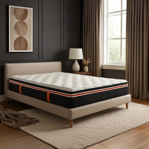 SAMPUR Matelas et Double surmatelas intégrés | Mémoire de Forme | Zones ergonomiques | Indépendance de Couchage (140x190 cm)