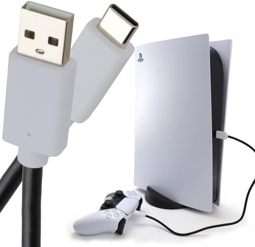kenable USB C Fast Charging Cable for PS5 DualSense Wireless Controller 3A Quick Charge USB-A to USB-C Flexible TPE Lead White 3m