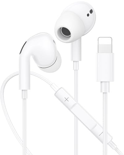iPhone Earphones Wired, In Ear Headphones iPhone14 [MFi Certified] HiFi Stereo Earbuds with Microphone Volume Control Compatible with iPhone 14 Plus Pro Max/13/12/11/SE/XS Max/X/XR/8/7/iPad Air Mini