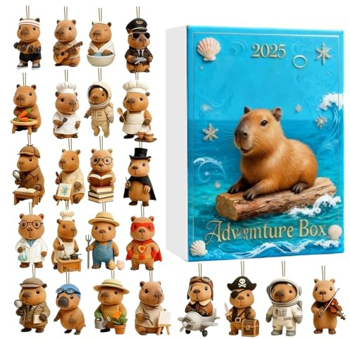 Capybara Advent Calendars 2025, 24 Days Christmas Countdown Advent Calendars with 2D Acrylic Cute Collectibles for Adults Kids