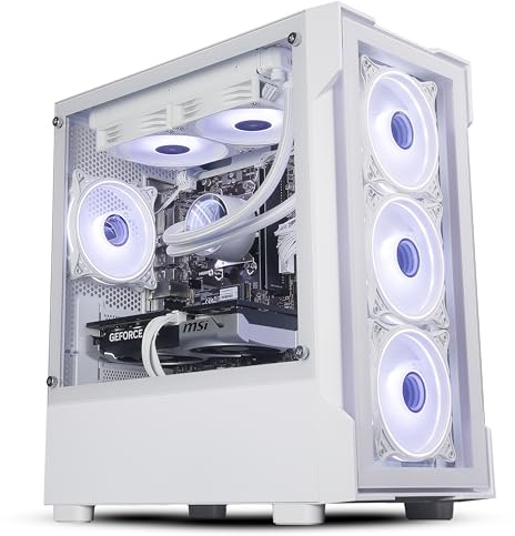 ionz Gaming PC - Desktop Computer, Ryzen 5 5600, NVIDIA RTX 5060,16GB RAM 1TB SSD, 240mm AIO, Windows 11, 600W 80+ PSU, Tornado - White