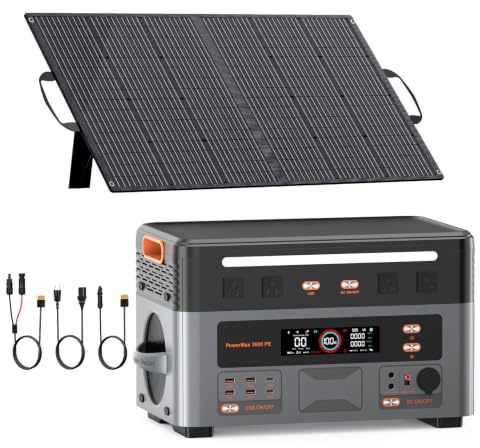 IEE 3200W Station électrique portable P3200 avec Panneau 100W, 2048Wh Générateur Solaire, Batterie LFP, Recharge de 0 à 80% en 45 min, APP, 16 Sorties, Power Station pour Camping, Voyages, Urgence