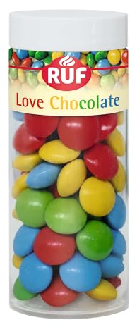 RUF Love Chocolate Schokolinsen Dekor, aus feiner Milchschokolade mit knackigem, buntem Zuckerüberzug, je Dose 75g