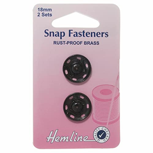 Hemline Sew On Snap Fasteners (Black) - 18mm