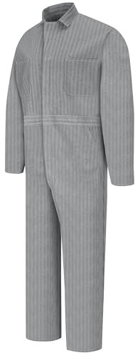 Red Kap Men's Snap Front Cotton Coverall, Oversized Fit, Long Sleeve, Herringbone, 50