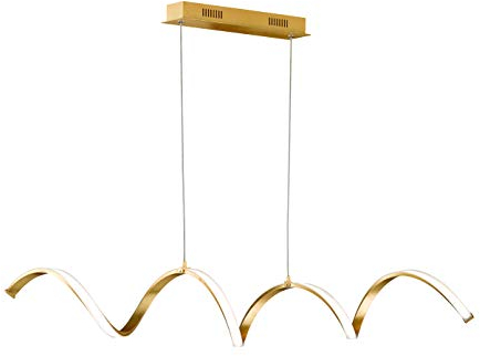 Wofi - LED moderne Spiral- Deckenleuchte Russel Design Deckenlampe (Pendelleuchte), Goldfarbig