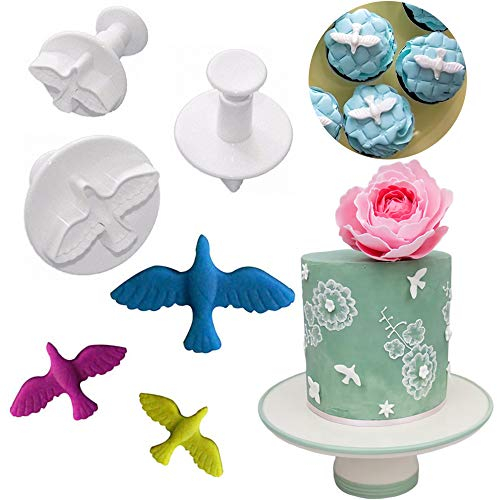 Lot de 3 emporte-pièces en forme de colombe pour décoration de gâteau, gâteau, pâte à sucre, biscuits, piston