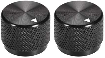 sourcing map 2pcs Potentiometer Finish Black Aluminum Volume Control Knob for Amplifier Guitar