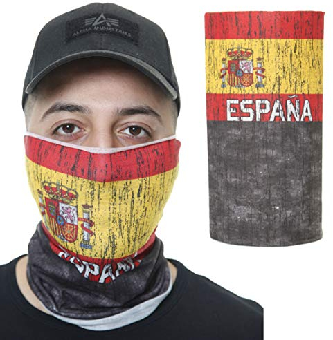 OneRedox Gesichtsschutz Halstuch Länder Bedruckt Spanien Biker Schal Ski Motorrad Gesichtsmaske BND-007