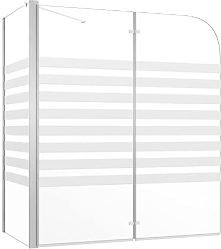 vidaXL Duschabtrennung Badewannenfaltwand Badewannenaufsatz Duschwand Duschtrennwand Duschkabine Faltwand 120x68x130cm Hartglas Streifen
