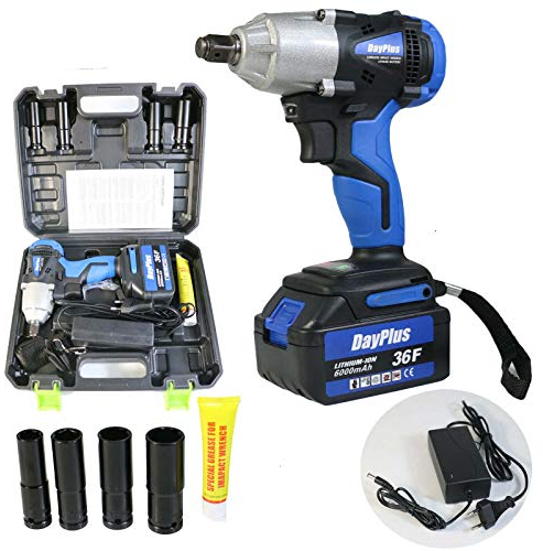 18V Impact Wrench Cordless Power Huge Torque 420Nm Wrench Electric Car Repair Wheel Nut Gun Socket Set 14mm 17mm 19mm 22mm, with Li-Ion Battery 6000mAh, LED Light, Carry Case