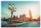 artboxONE Poster 75x50 cm Big Ben, London The UK at Sunset. Retro Street lamp Light on Westminster Bridge. Vintage