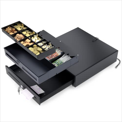 ACROPAQ Kassenschublade - Elektrische Öffnung mit RJ11 Anschluss, Kassenlade 41 x 41 cm, Unterbau geeignet - Kasse, Cash Register, Bargeldkasse - Schwarz