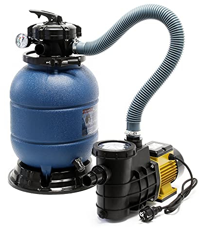 WilTec Filtre à Sable et Particules HZS-200 – 220 W – capacité 21,5 kg – avec Vanne 5 Positions – Système de Filtration avec Pompe de filtrage pour Piscine Swimmingpool
