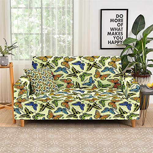 Surwin Elastisch Sofa Überwürfe 1 2 3 4 Sitzer 3D Schmetterling Muster Sofabezug Stretch Schonbezug Universal Sofahusse für Armlehnen Sofa Abdeckung Couchbezug (Türkische Art,3 Sitzer (190-230cm))